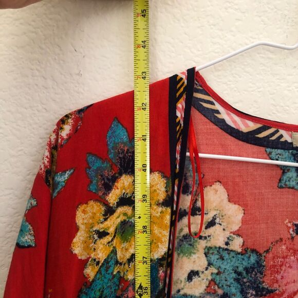 Flying Tomato Women’s Open Front Floral Kimono M/L Multicolor Bright Cover Up - Picture 5 of 7